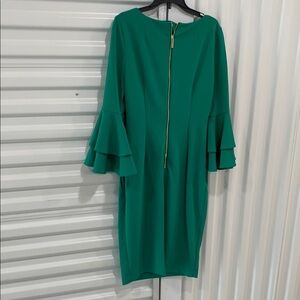 Calvin Klein Green Bell Sleeve Sheath Dress